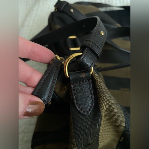 Fendi Bauletto Boston Speedy Pequin Black Golden Brown Crossbody Bag - Picture 16 of 16